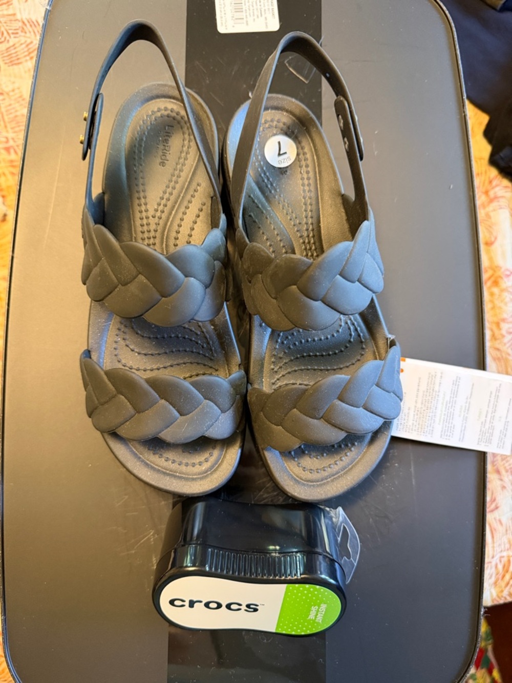 NWT - CROCS Braided Slingback Sandals - Black